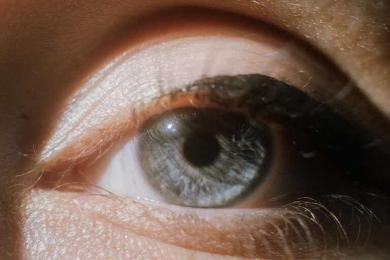 Was ein Therapeut aus deinen Augen lesen kann – Irisdiagnose einfach erklärt Irisdiagnose – Nahaufnahme eines blauen menschlichen Auges mit sichtbarer Iris